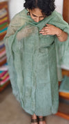 Mint Green Embroidered Crushed Organza Suit