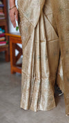Golden Beige Embroidered Tussar Silk Saree - ETS25