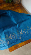 Classic Blue Embroidered Tussar Silk Saree - ETS25