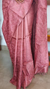 Blush Pink Embroidered Tussar Silk Saree - ETS25