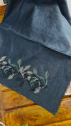 Onyx Black Embroidered Tussar Silk Saree - ETS25
