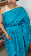 Cerulean Blue Embroidered Tussar Silk Saree - ETS25