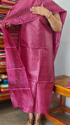 Dark Pink Printed Tussar Silk Suit - PTS25
