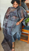 Grey Printed Tussar Silk Suit - PTS25