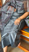 Grey Printed Tussar Silk Suit - PTS25