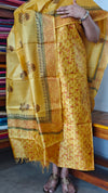 Mustard Yellow Printed Tussar Silk Suit - PTS25