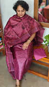 Wine Printed Tussar Silk Suit - PTS25