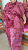 Wine Printed Tussar Silk Suit - PTS25