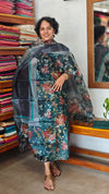 Dark Green Printed Tussar Silk Suit - PTS25