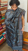 Dark Grey Printed Tussar Silk Suit - PTS25