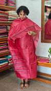 Peach Pink Printed Tussar Silk Suit - PTS25