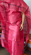Peach Pink Printed Tussar Silk Suit - PTS25