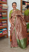 Brown Printed Tussar Silk Saree - VK27