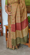 Golden Mustard Embroidered Kota Saree - 329N