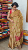 Brown Mustard Embroidered Kota Saree - 329N