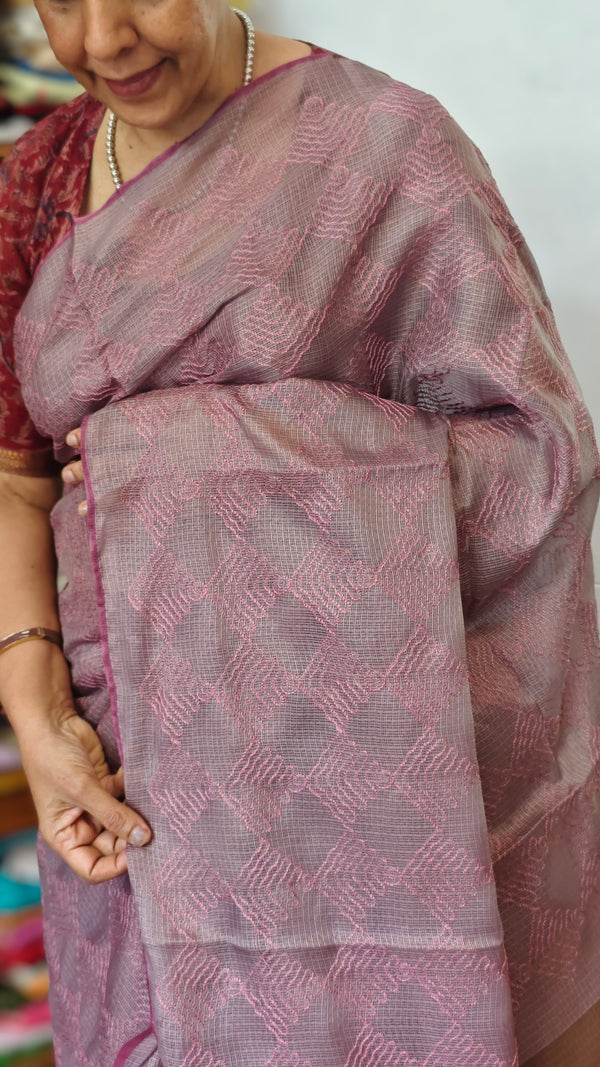 Muave Embroidered Kota Saree - 329N