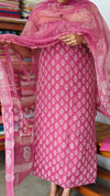Pink Block Printed Kota Doria Suit - GD331
