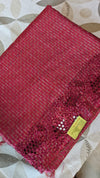 Dark Pink Tussar Silk Saree with Cutwork Borders - E192