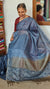 Blue and Grey Tussar Silk Saree with Cutwork Borders - E192