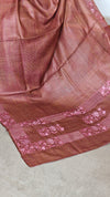 Rust Shade Tussar Silk Saree with Cutwork Borders - E192