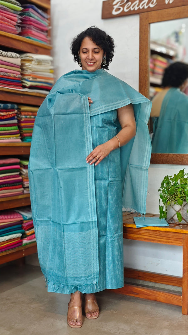 Sea Blue Noel Tussar Silk Suit - MNT4