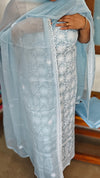 Powder Blue Georgette Suit with Chikankari - 37NL