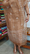 Brown Batik Printed Net Kota Suit - GN65