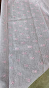 Pastel Pink Linen Chanderi Saree with Golden Applique - D773
