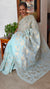 Pastel Blue Linen Chanderi Saree with Golden Applique - D773