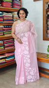 Baby Pink Net Kota Saree with Applique Work - EP26