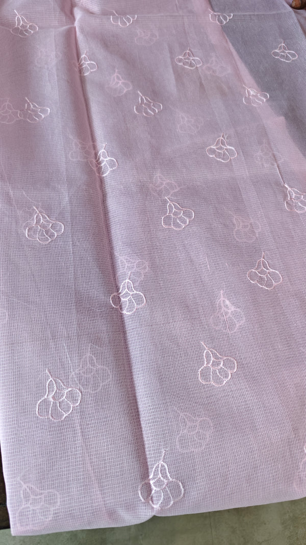 Baby Pink Net Kota Saree with Applique Work - EP26