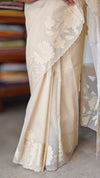 Light Beige Net Kota Saree with Applique Work - EP26