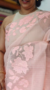 Peach Net Kota Saree with Applique Work - EP26