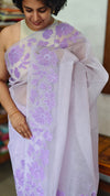 Lavender Net Kota Saree with Applique Embroidery - EP26