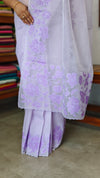 Lavender Net Kota Saree with Applique Embroidery - EP26
