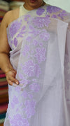 Lavender Net Kota Saree with Applique Embroidery - EP26