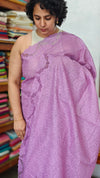 Dark Lavender Tepchi Kota Saree with Cutwork Borders