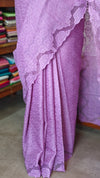 Dark Lavender Tepchi Kota Saree with Cutwork Borders