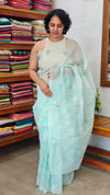 Sea Green Embroidered Net Kota Saree - WQ80