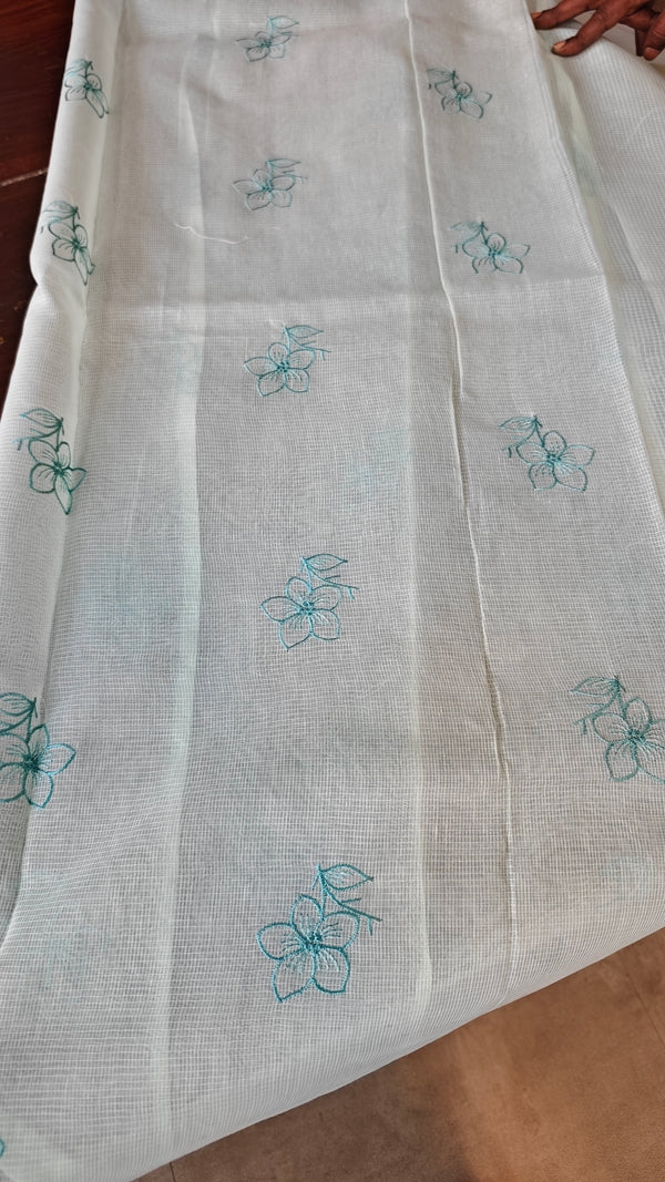Sea Green Embroidered Net Kota Saree - WQ80