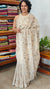 Light Beige and Grey Jute Kota Saree with Cross Stitch Embroidery - 5033