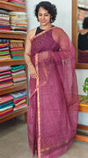 Mystic Pink Block Printed Kota Doria Saree - SQ39