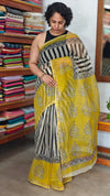 Black and White Striped Kota Doria Saree - SQ39