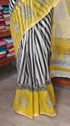 Black and White Striped Kota Doria Saree - SQ39