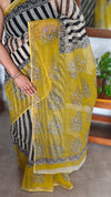 Black and White Striped Kota Doria Saree - SQ39