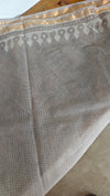 Grey Mist Block Printed Kota Doria Saree - SQ39