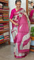 Pink and Cream Abstract Printed Tussar Silk Saree - HSN4