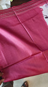 Dark Pink and Off White Printed Tussar silk Saree - HSN4