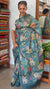 Dark Teal Floral Printed Tussar Silk Saree - HSN4