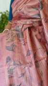 Blush Pink Floral Printed Tussar Silk Saree - HSN4